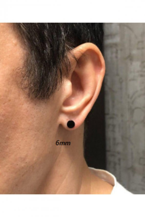 Dumbel Siyah HÇelik Küpe