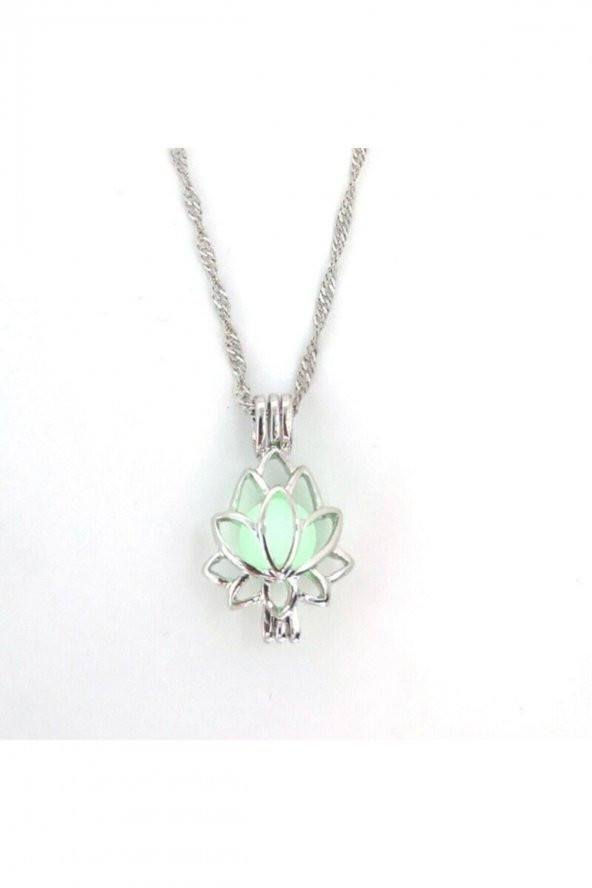 Karanlıkta Parlayan Mavi Çiçek Kolye Lotus Kolye Lotus Çiçeği Kolyesi, Parlayan Lotus - 2