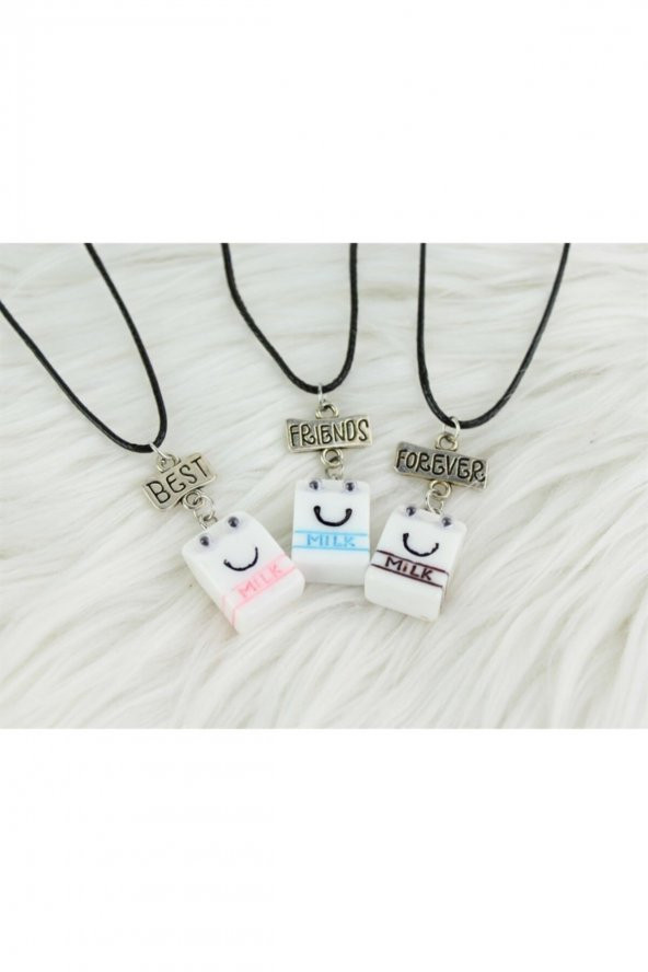 Milk Bff 3lü Best Friends Suni Deri Ipli Kolye