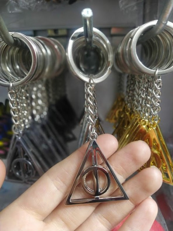 Harry Potter Ölüm Yadigarları Gümüş Rengi  Anahtarlık Hediyelik Aksesuar  Şık - 3