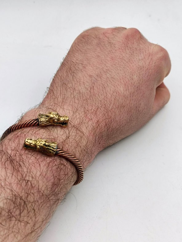 Ayarlanabilir Bakır Ejderha Bileklik 21 cm Sağlık İçin  Takınız