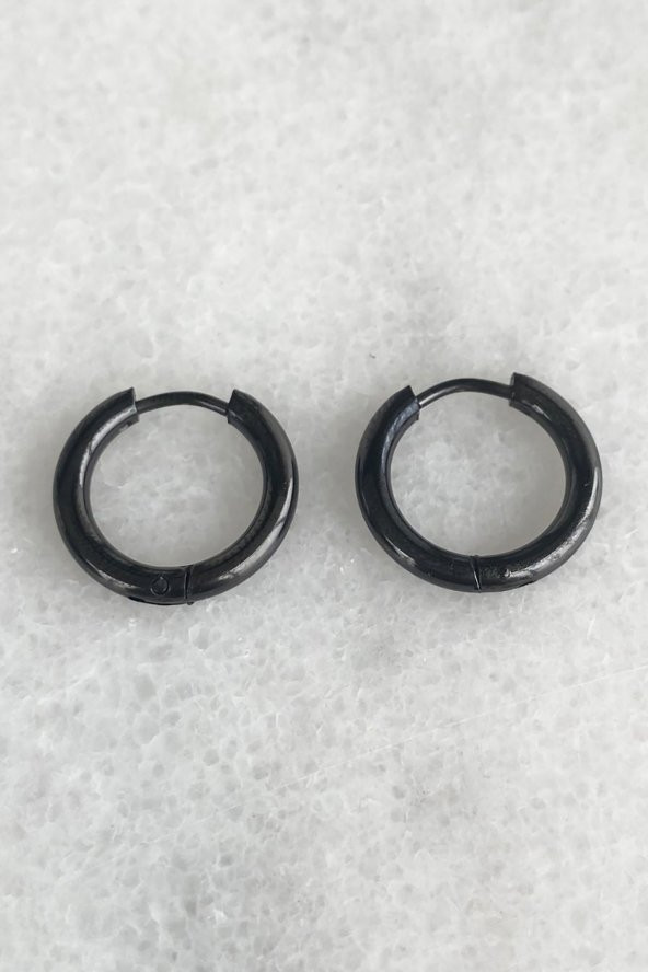 Siyah Renk Orta Boy Unisex Küpe Hediyelik Şık Trend Küpe