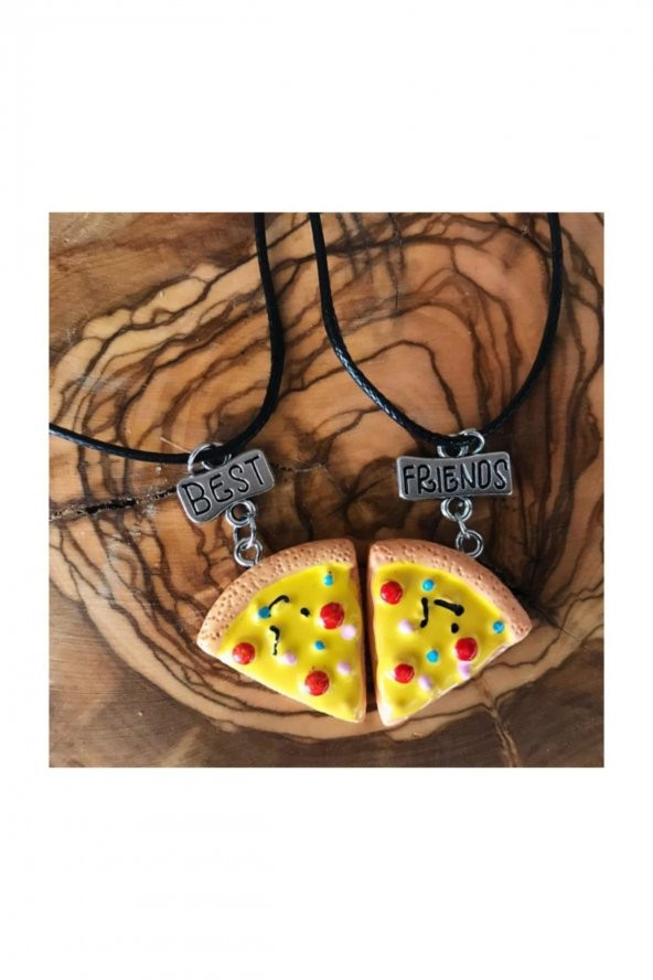 Pizza Dilimi Best Friend Bff 2li Deri İpli Kolye Trend Kolye Hediyelik - 2