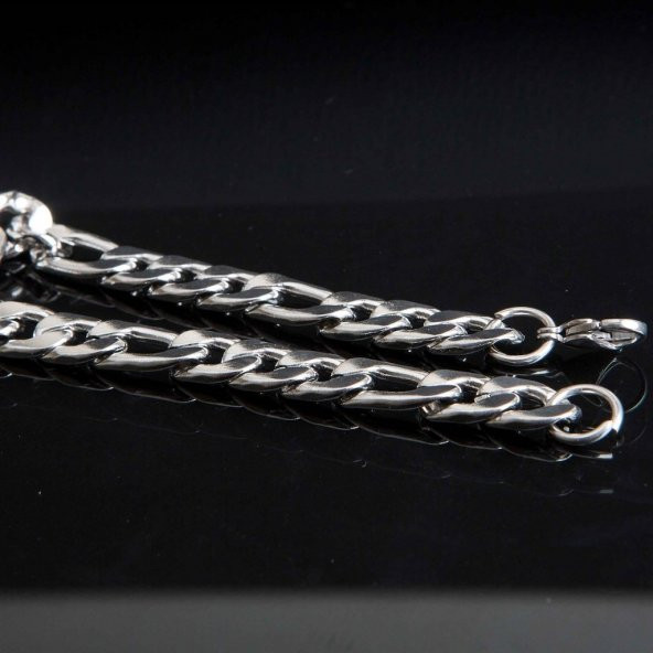 Gümüş Renk Zincir Erkek Çelik Bileklik Heidyelik Şık Aksesuar