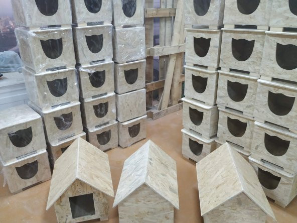 Osb Kedi evi - Düz Kedi Kafalı Kedi kulübesi Barınak Yuva Dış Mekana  Uygun - 3