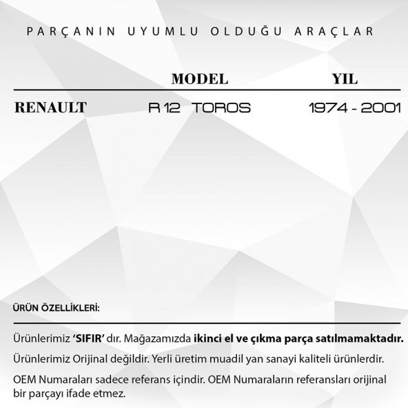 Renault 12  Toros için Dış Kapı Kolu 4lü Set - 2