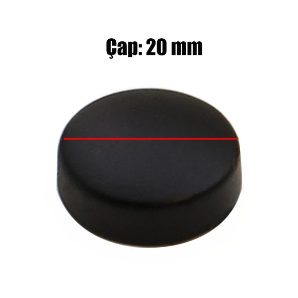 Dekoratif Vida Kapağı Kapatıcı 20 mm Mat Siyah Metal Vida Tapası Tıpası (10 ADET) - 2