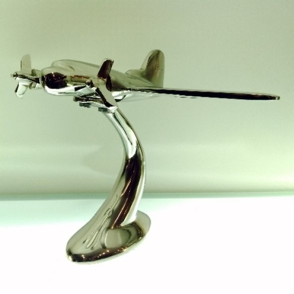 PRCS STAND LI NİKEL KAPLAMA UÇAK Dekoratif Hediyelik Ev Ofis Aksesuarı