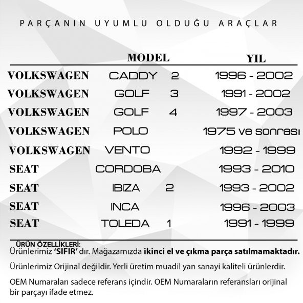 Volkswagen Golf Caddy Seat İbiza için Kapı Kilit Butonu (4 Adet) - 2