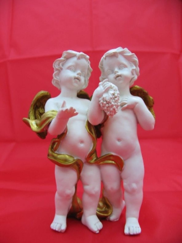 QQC MELEK ÇİFT 11X8X15cm  Dekoratif Hediyelik Ev Ofis Aksesuarı