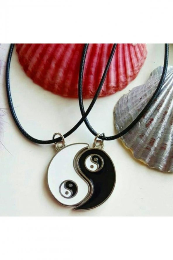 İkili Ying Yang Best Friends Bff Metal Suni Deri Ipli Kolye