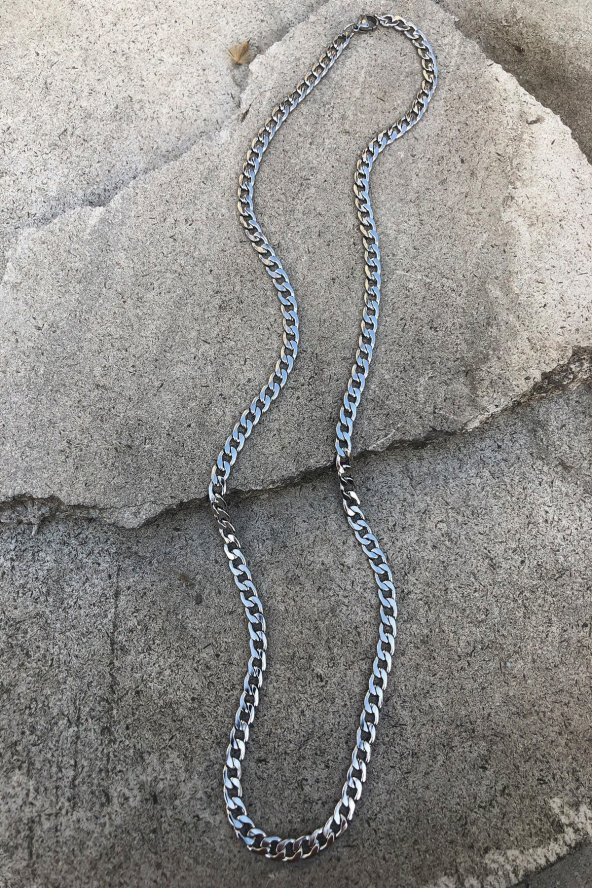 Aralıksız Figaro Silver Renk Çelik Zincir Kolye Hediyelik Şık Aksesuar - 4