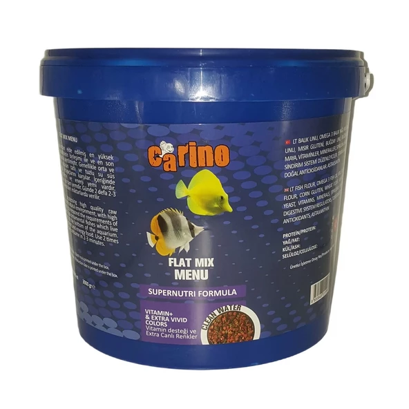 Carino Flat Mix Menu Granulat Renklendirici Balık Yemi 3 Kg Kova