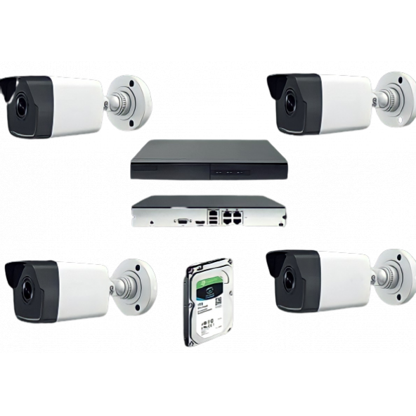 HIKVISION 2MP Analog 4'lü Kamera Seti Full Paket - 1