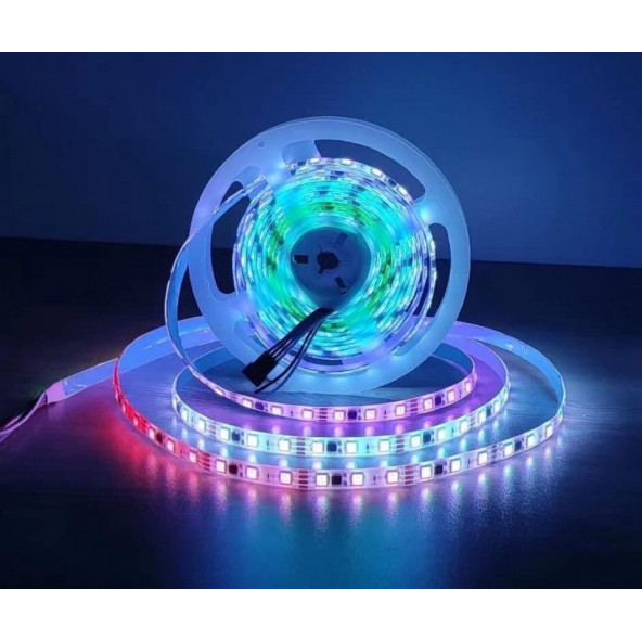 Adreslenebilir (Magic) Led 5 Metre + Telefon Uyg. Kontrol Paneli + 12 Volt 8.5a Adp. Tak Çalıştır - 2811WS