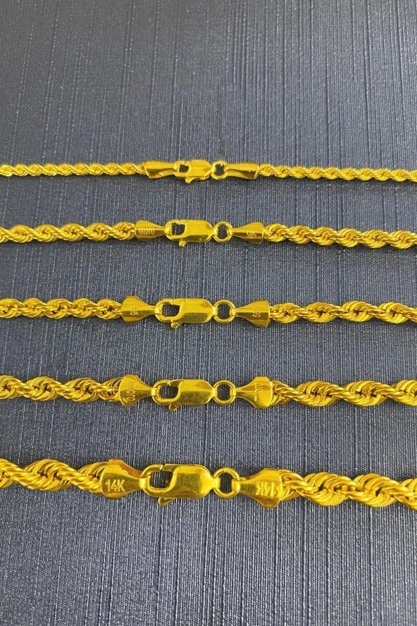 14 Ayar Altın Halat Zincir Kolye 2 mm - 7