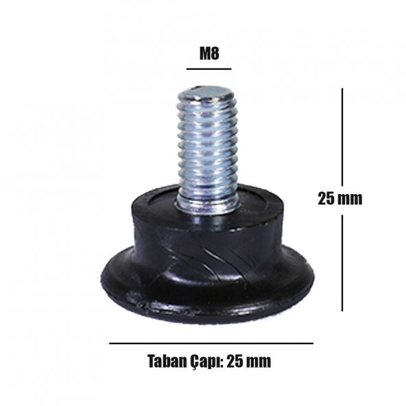 Bingo Rotil Ayak M8 Civatalı 25 mm Profil Ayağı 2.5 cm (10 ADET) - 3