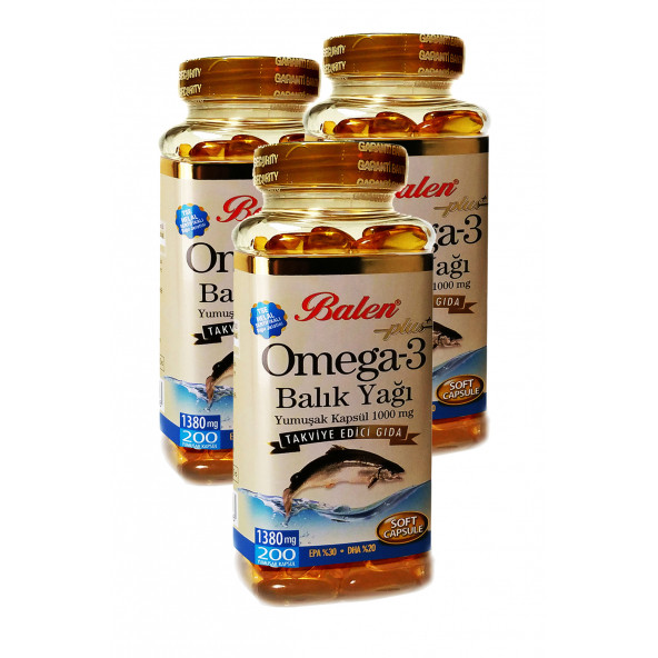 Omega 3 Balık Yağı Yumuşak Kapsül 1380mg*200kapsül 3 Adet Balık Yağı Kapsül