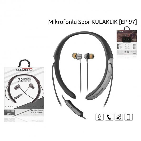 SUBZERO EP97 KABLOSUZ SPOR KULAKLIK 72 SAAT BLUETOOTH 5.0 BOYUN ASKILI MIKNATISLI BASS+ - 3