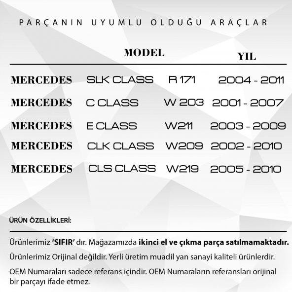 Mercedes W203,W211,W209 için Bagaj Dişlisi - 2