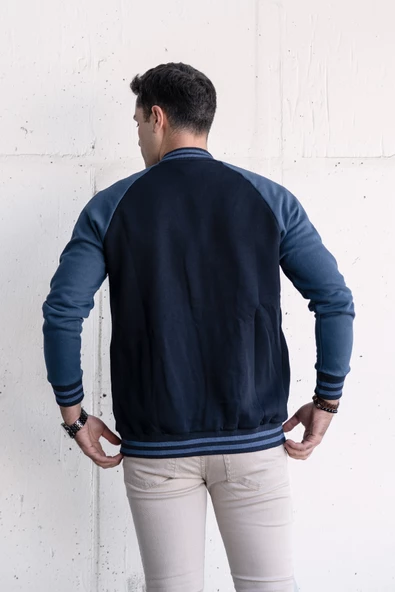 SLİMFİT KOLEJ YAKA ÇITÇIT KAPAMALI YAZILI POLARLI ERKEK HIRKA - 11