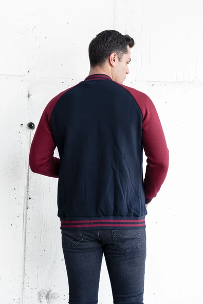 SLİMFİT KOLEJ YAKA ÇITÇIT KAPAMALI YAZILI POLARLI ERKEK HIRKA - 7