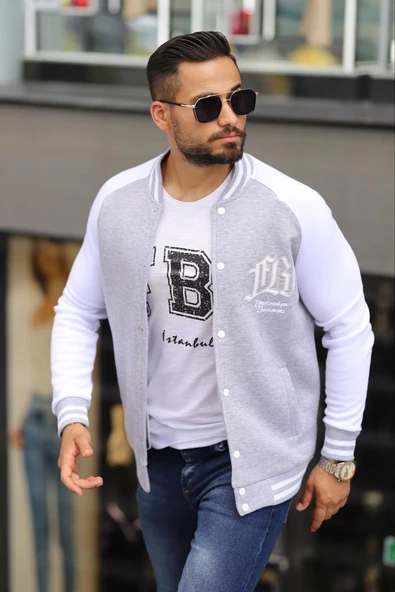 SLİMFİT KOLEJ YAKA ÇITÇIT KAPAMALI YAZILI POLARLI ERKEK HIRKA - 3