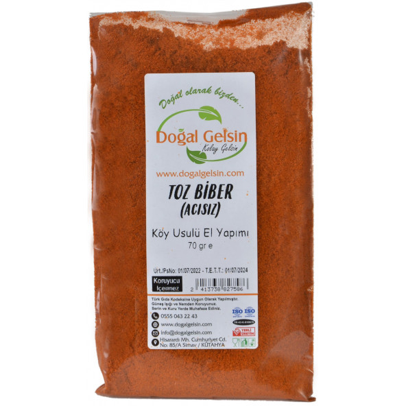 Doğal Gelsin Acısız Toz Biber - 70 gr