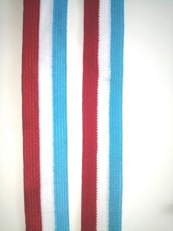 Lastik kırmızı-beyaz-mavi çizgili 3Cm  5metre  Paça,kol Ve Don Lastiği 1 Paket 5 Metre - 2