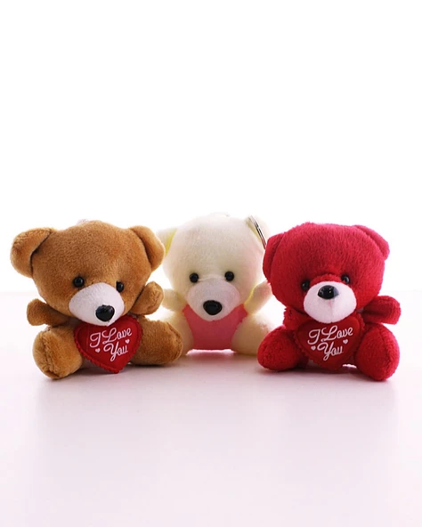 3 Adet Sevimli Mini Ayıcıklar Hediyelik Anahtarlık Set - 3