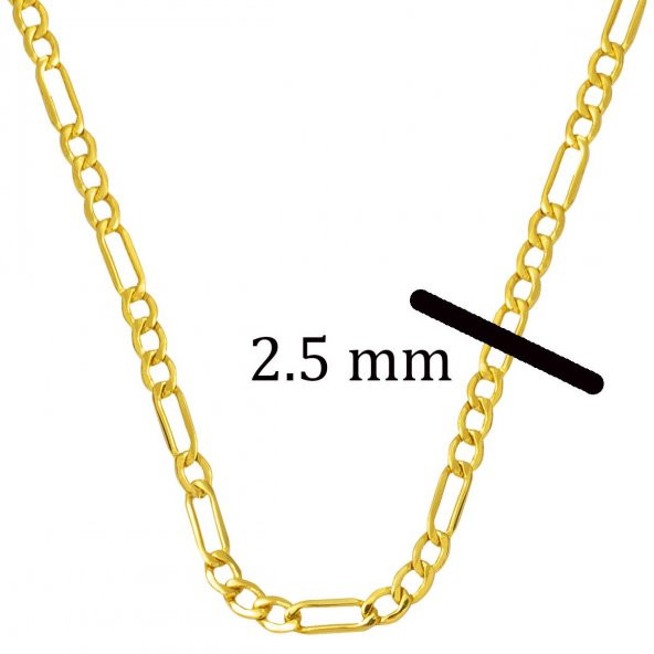 45 cm 14 Ayar Altın Zincir (2,5 mm Enli) - Resim 5