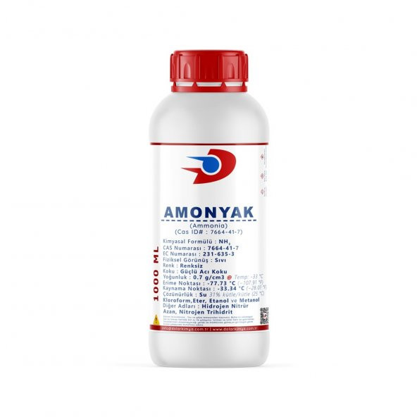 Dolar Kimya Amonyak (Sıvı)  Amonyum Hidroksit  1 Litre