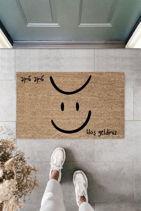 Dormot Home Siyah Smile Sevinç ve Hüzün Kapı önü paspası