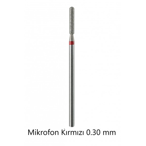 Elmas Manikür Freze Uçları Kırmızı Mikrofon Uç Modelleri 0,30 mm Birinci Kalite