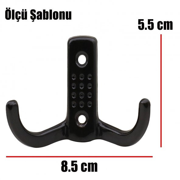 Noktalı Vestiyer Duvar Askısı Dolap Elbise Askılığı Siyah Metal Askı - 3