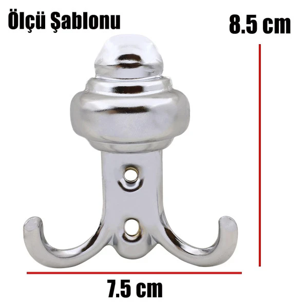 As Büyük Sarıklı Vestiyer Duvar Askısı Dolap Elbise Askılığı Krom Metal Askı - 3