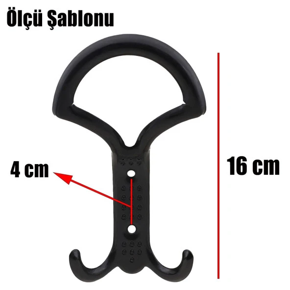 Noktalı Portmanto Vestiyer Duvar Askısı Metal Dolap Elbise Askılığı Siyah - 3