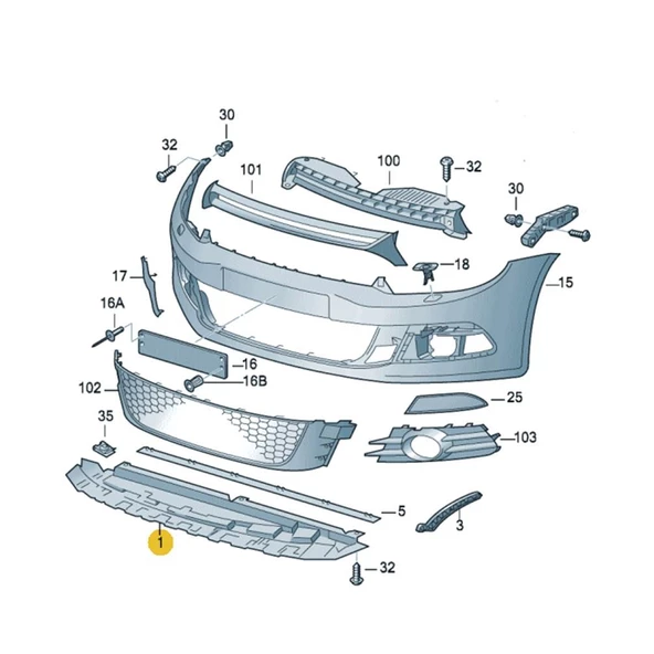 VW Scirocco 2009-2014 Ön Tampon Altı Spoyleri Muhafazası 1K8805903B - 3