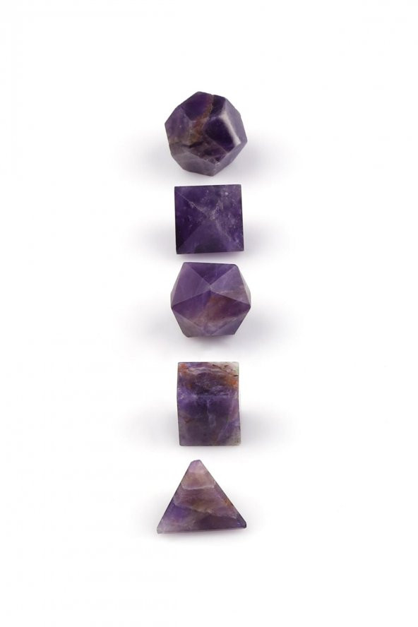 Ametist Doğal Taş Platonik Set - 3