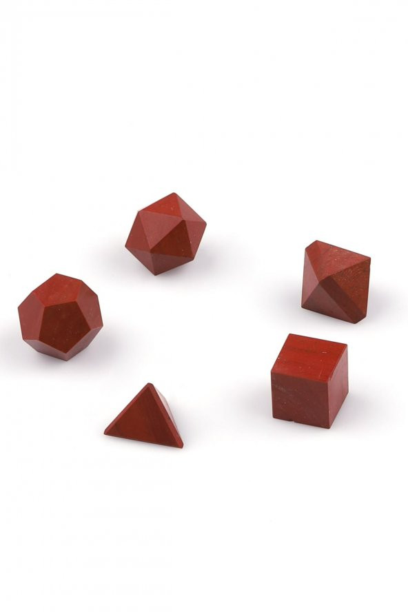 Red Jasper Doğal Taş Platonik Set ürün görseli 1