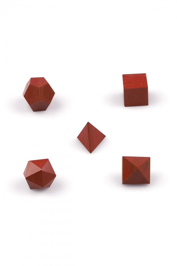 Red Jasper Doğal Taş Platonik Set - Resim 2