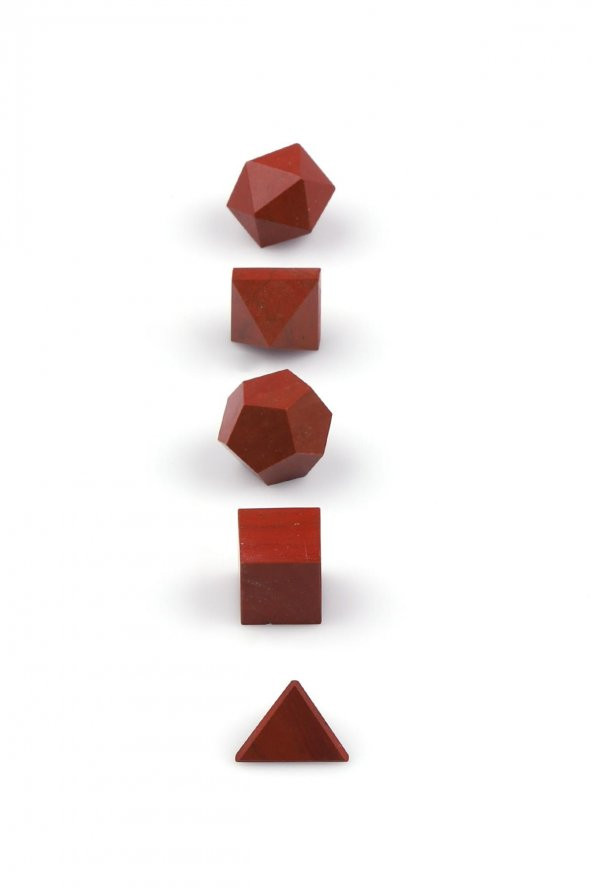 Red Jasper Doğal Taş Platonik Set - Resim 3