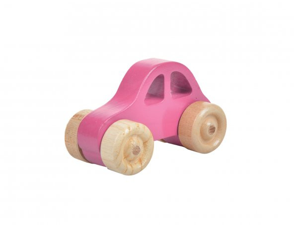 Woodnjoy Hareketli Ahşap Mini araba (pembe)