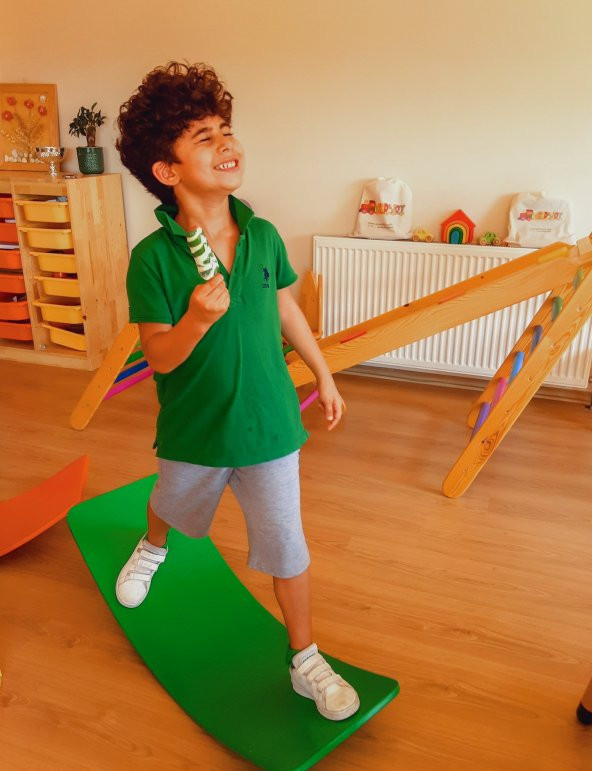 WoodnJoy Ahşap Denge Tahtası (yeşil)