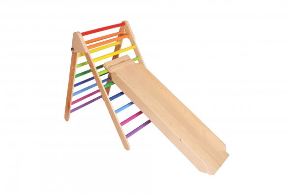 WoodnJoy Ahşap Merdiven ve Geometrik Tırmanma Rampası & Kaydırak Setimiz (2li Set) - 2