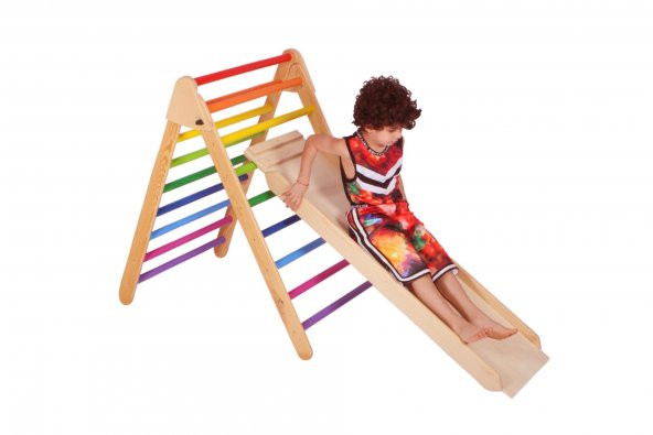 WoodnJoy Ahşap Merdiven ve Geometrik Tırmanma Rampası & Kaydırak Setimiz (2li Set) - 3