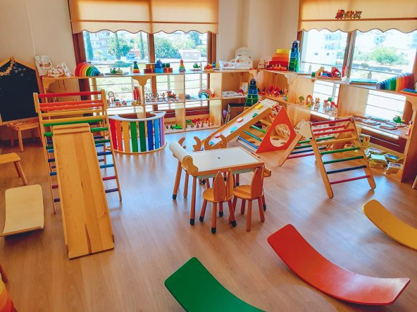 WoodnJoy Ahşap Merdiven ve Geometrik Tırmanma Rampası & Kaydırak Setimiz (2li Set) - 4