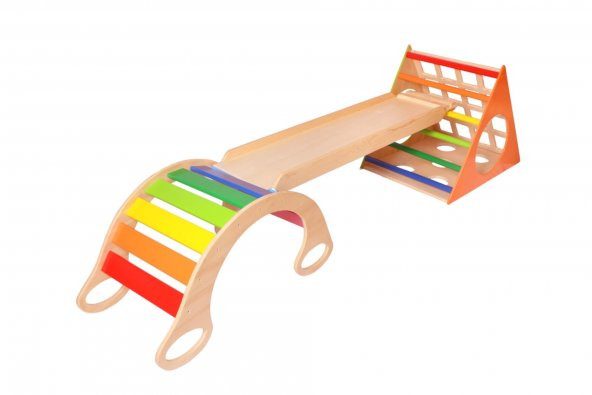 WoodnJoy Ahşap Üçgen Pikler ve Dönence Setimiz (3lü Set) - 2