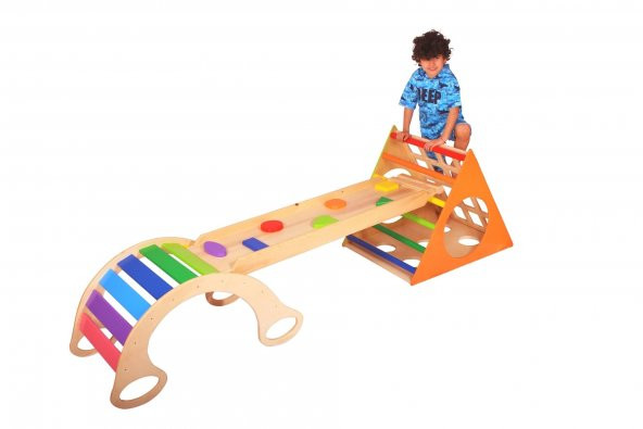 WoodnJoy Ahşap Üçgen Pikler ve Dönence Setimiz (3lü Set) - 3