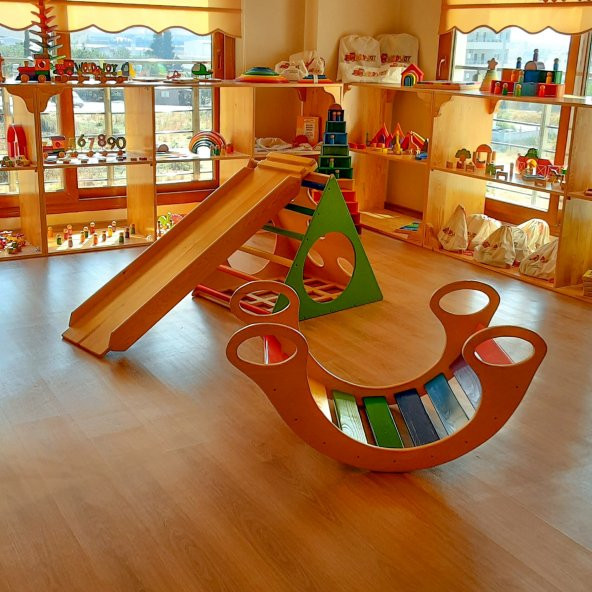 WoodnJoy Ahşap Üçgen Pikler ve Dönence Setimiz (3lü Set) - 4